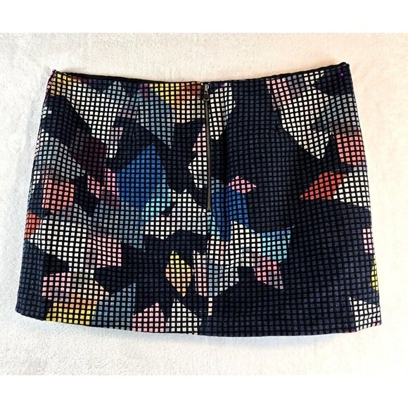 Trina Turk Mini Skirt Pencil Geometric Sz 12 Black Multi Color Mod 60s-70s Style - Picture 5 of 13